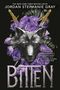 „THE NEW YORK TIMES BESTSELLER BY JORDAN STEPHANIE GRAY. BITTEN.“ Ein Wolfskopf mit lila Rosen und Dolchen verziert., Buch