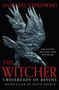 Andrzej Sapkowski, "The Witcher: Crossroads of Ravens", Illustration mit drei Figuren und Raben im Hintergrund., Buch