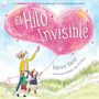 Text: "El Hilo Invisible". Illustration zeigt eine Frau mit zwei Kindern, die auf eine Wiese zeigen, verbunden durch einen unsichtbaren Faden., Buch