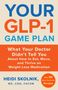 „YOUR GLP-1 GAME PLAN“ in großen, bunten Buchstaben. Unten rote Kreise mit „With 50 Easy, Nutritious Recipes."