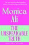 „Monica Ali: The Unspeakable Truth“ in leuchtenden Farben vor pink-grünem Hintergrund.
