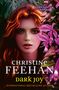 „A Carpathian Novel. Christine Feehan. Dark Joy. International bestselling author.“ Junges, ernstes Gesicht mit Blumen.