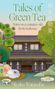 „Tales of Green Tea“ über Kyoto. Illustration: Teehäuser mit Bäumen, Kanne, Tasse und Gebäck.