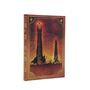 Buchumschlag mit den Worten "Lord of the Rings". Zwei dunkle Türme, mit Figuren davor in einer roten, mystischen Landschaft., Buch