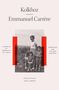 „Kolkhoz“ von Emmanuel Carrère. Schwarz-weiß Foto: Frau mit Kindern in Landschaft, rote Akzente um das Bild.