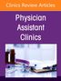 Text: "Clinics Review Articles", "Physician Assistant Clinics". 

Bild: Stethoskop, Pillenverpackung, und Flaschen auf Schreibtisch., Buch