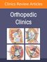 "Orthopedic Clinics" oben. Vier Illustrationen chirurgischer Eingriffe am Knie, zeigen Muskeln und Knochenstrukturen., Buch