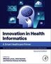 "Innovation in Health Informatics", ein Mann berührt CPU-Grafik. Gemälde im Tech-Stil, medizinische und technologische Symbole., Buch