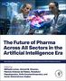 "The Future of Pharma Across All Sectors in the Artificial Intelligence Era" ist der Titel. Zwei Forscher vor einem Bildschirm., Buch