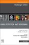 Text: "Clinics Review Articles: Radiologic Clinics. Early Detection and Screening. May 2026. Consulting Editor: Frank H. Miller. Editors: Avinash R. Kambadakone, Aya Kamaya." Unten links ein Elsevier-Logo, oben medizinische Bildgebung., Buch