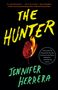 "The Hunter" in gelber Schrift, Autorenname in Grün. Rotes Blatt brennt, schwarze Umgebung. Zitate von Karen Slaughter und Good Morning America., Buch