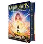 Fantasy-Buchcover: "Guardians: Forbidden Mountain" von Brandon Mull. Heroische Figuren mit Schwertern und magischem Hintergrund.