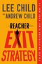 „Lee Child and Andrew Child, A Reacher Novel, Exit Strategy“. Orange Hintergrund, Silhouette einer Person., Buch