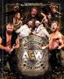 "The Inside Story of All Elite Wrestling." Dynamische Darstellung mit Wrestlern um einen großen AEW Wrestling-Gürtel., Buch