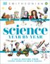 "Science Year by Year" mit Illustrationen von Erfindungen, Wissenschaftlern und Naturphänomenen.