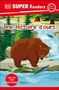 Oben steht "Super Readers", "Pré-Niveau". Darunter ein Bär an einem Fluss mit Fischen und Bäumen., Buch
