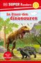 „Le Dîner des dinosaures“, zwei Dinosaurier in einer prähistorischen Landschaft mit Palmen und Bergen., Buch