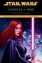 "STAR WARS: CHOICES OF ONE" von Timothy Zahn. Illustration: Rote Frau mit Lichtschwert, Hintergrund: Sturmtruppler., Buch