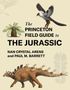 Text: "The Princeton Field Guide to the Jurassic - Nan Crystal Arens and Paul M. Barrett." Illustration mit prähistorischem Vogel, Pflanze und Dinosaurier., Buch