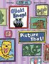 Texte: Click! Snap! Picture That! Illustrationen von Tieren in Bilderrahmen auf lila gestreiftem Hintergrund., Buch