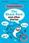 "The Shark Park and other stories" steht in einer Sprechblase über einem Cartoon-Hai, umgeben von Worten wie "star"., Buch