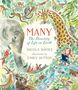 Text: "MANY, The Diversity of Life on Earth, Nicola Davies, Illustrated by Emily Sutton". Illustration von Tieren in einem dichten Wald.