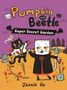 Text oben: "Pumpkin and Beetle. Super Secret Garden." Unten: "Jannie Ho". Illustration von zwei verkleideten Katzen in einem Garten., Buch