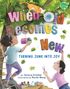 "When Old Becomes New: Turning Junk into Joy." Zwei Kinder und eine Katze im Baum, bunte Buchstaben, Blätter um sie herum., Buch