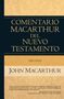Text: "Comentario MacArthur del Nuevo Testamento - Hechos - John MacArthur."  
Buchcover mit schwarzem und goldfarbenem Design.