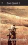 "Zoo Quest 1", "Zoo Quest to Guyana", "David Attenborough". Ein Mann klettert auf eine Felswand mit Felszeichnungen., Buch