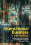 Text: „International Business: A Critical Approach“ von drei Autoren. Hintergrund: Bunte, vertikale Rechtecke.