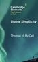 Text: "Cambridge Elements The Problems of God, Divine Simplicity, Thomas H. McCall". Hintergrund: Nordlichter., Buch