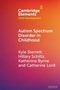Text: "Cambridge Elements: Child Development. Autism Spectrum Disorder in Childhood. Kyle Sterrett, Hillary Schiltz, Katherine Byrne and Catherine Lord." Hintergrund: Farbverlauf von Rot zu Orange.