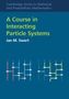 Text: "A Course in Interacting Particle Systems" von Jan M. Swart. Oben und unten abstrakte Partikelgrafiken., Buch