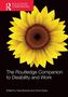"The Routledge Companion to Disability and Work" steht auf schwarzem Hintergrund, eine große Sonnenblume ziert das Design., Buch