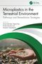 Der Titel ist "Microplastics in the Terrestrial Environment". Eine Hand hält bunte Plastikstücke., Buch