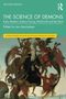 "THE SCIENCE OF DEMONS" beschreibt ein Buch über Hexerei mit einem Gemälde von Dämonen, die einen Mann umringen., Buch
