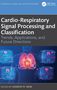 Text: "Cardio-Respiratory Signal Processing and Classification: Trends, Applications, and Future Directions." Illustration eines menschlichen Torsos mit Herz und Lunge., Buch