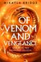 Text: "Of Venom and Vengeance. Desire is the deadliest poison." Eine goldene, aggressive Schlange mit Kristallen., Buch