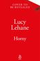 "Cover to be revealed", "Lucy Lehane", "Horny". Weißer Text auf rotem Hintergrund, Bramble-Logo unten., Buch