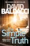 Titel: "The Simple Truth" von David Baldacci. Im Hintergrund schreitet eine Person auf das Kapitol zu, umgeben von Säulen.