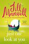 Titel: "Just One Look at You" von Jill Mansell. Illustration einer Gondel im Sonnenuntergang mit Katze und Herzen.