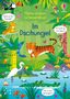 Auf grünem Hintergrund: "Meine ersten Wimmelrätsel". "Im Dschungel". Illustrationen von Tieren im Dschungel., Buch