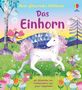„Mein glitzerndes Fühlbuch: Das Einhorn“ – Buchcover mit Einhorn, Feen und bunten Blumen in fantasievoller Landschaft., Buch
