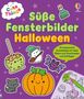 "Süße Fensterbilder Halloween. 14 transparente Ausmalbögen mit vielen Bildern zum Ausschneiden und Aufhängen."  
Verspielte Halloween-Illustrationen., Buch