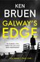 Text: "Ken Bruen, Galway's Edge, Jack Taylor's Final Case." Eine Person steht auf einem Steg mit Blick aufs Meer., Buch