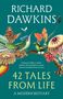 "Richard Dawkins, 42 Tales from Life, A Modern Bestiary." Illustration von farbenfrohen Tieren und Pflanzen auf grünem Hintergrund., Buch