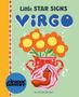 Text: "Little STAR SIGNS VIRGO", "eleanor bowmer", "BLOOMSBURY". Illustration: Blumenstrauß in roter Vase mit Frauensilhouette.