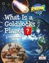 "What Is a Goldilocks Planet? FAQs About Space." Illustration mit Erde, Komet und Mars-Rover., Buch