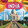 „LIFE AND TRADITIONS IN INDIA“ über dem Taj Mahal, umgeben von Blumenmotiven, darunter „ARTHUR YAZDANI“., Buch